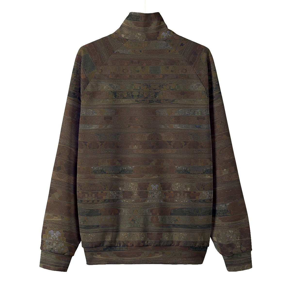 Men's Earth-Tone Mosaic Textured TERRA Stand Collar Jacket