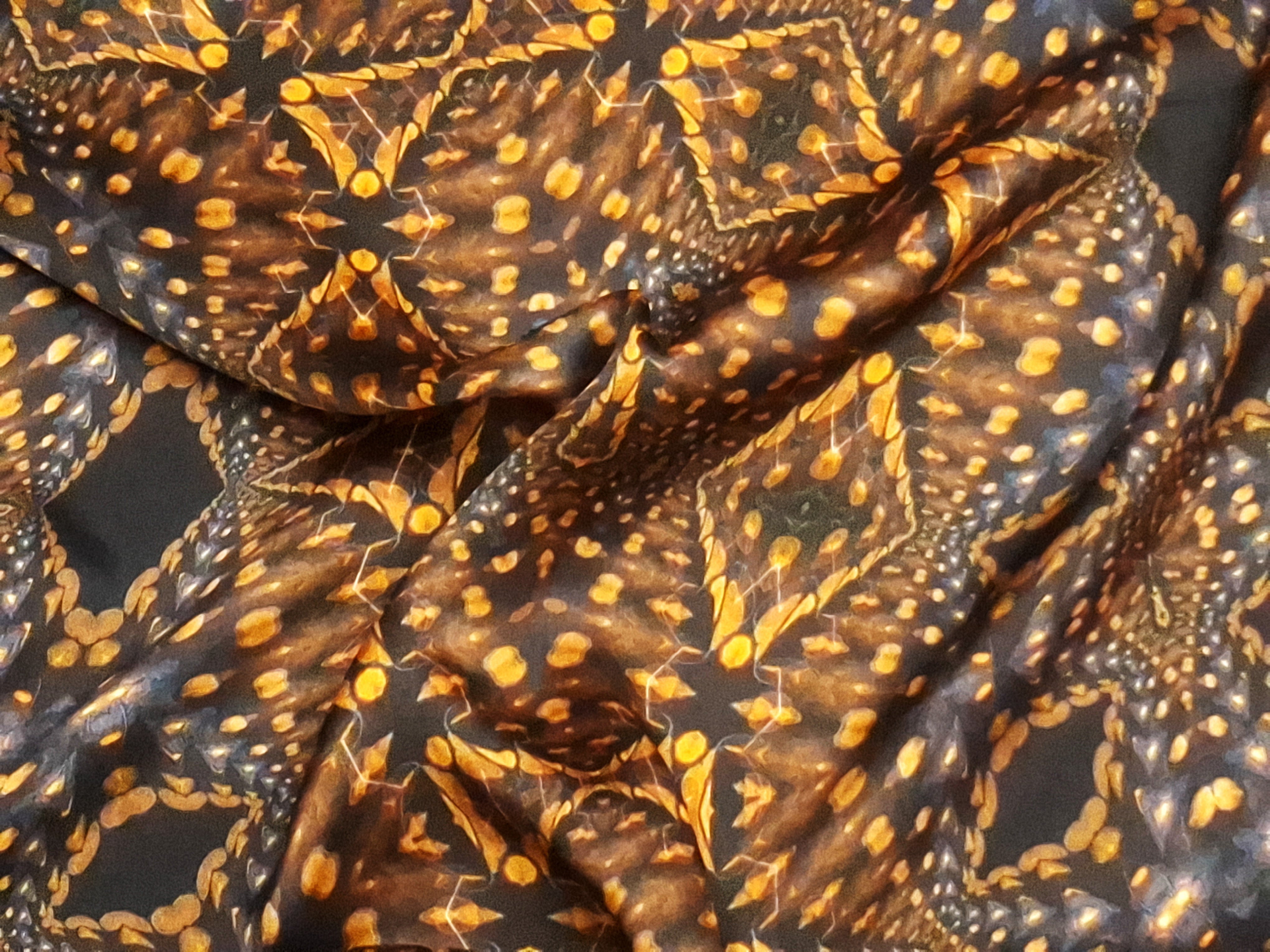 Golden Mosaic On Viscose Satin