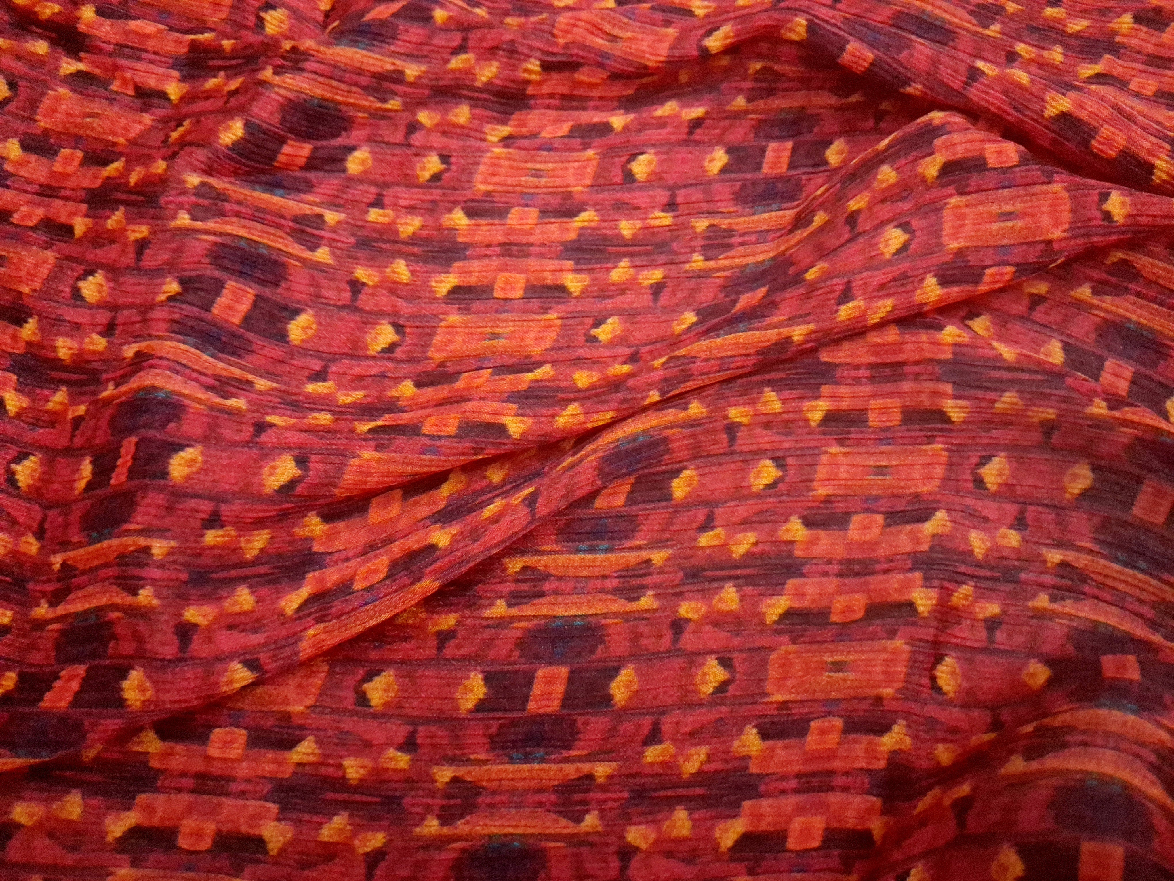 Ember Flow on Crinkled Viscose Crepe