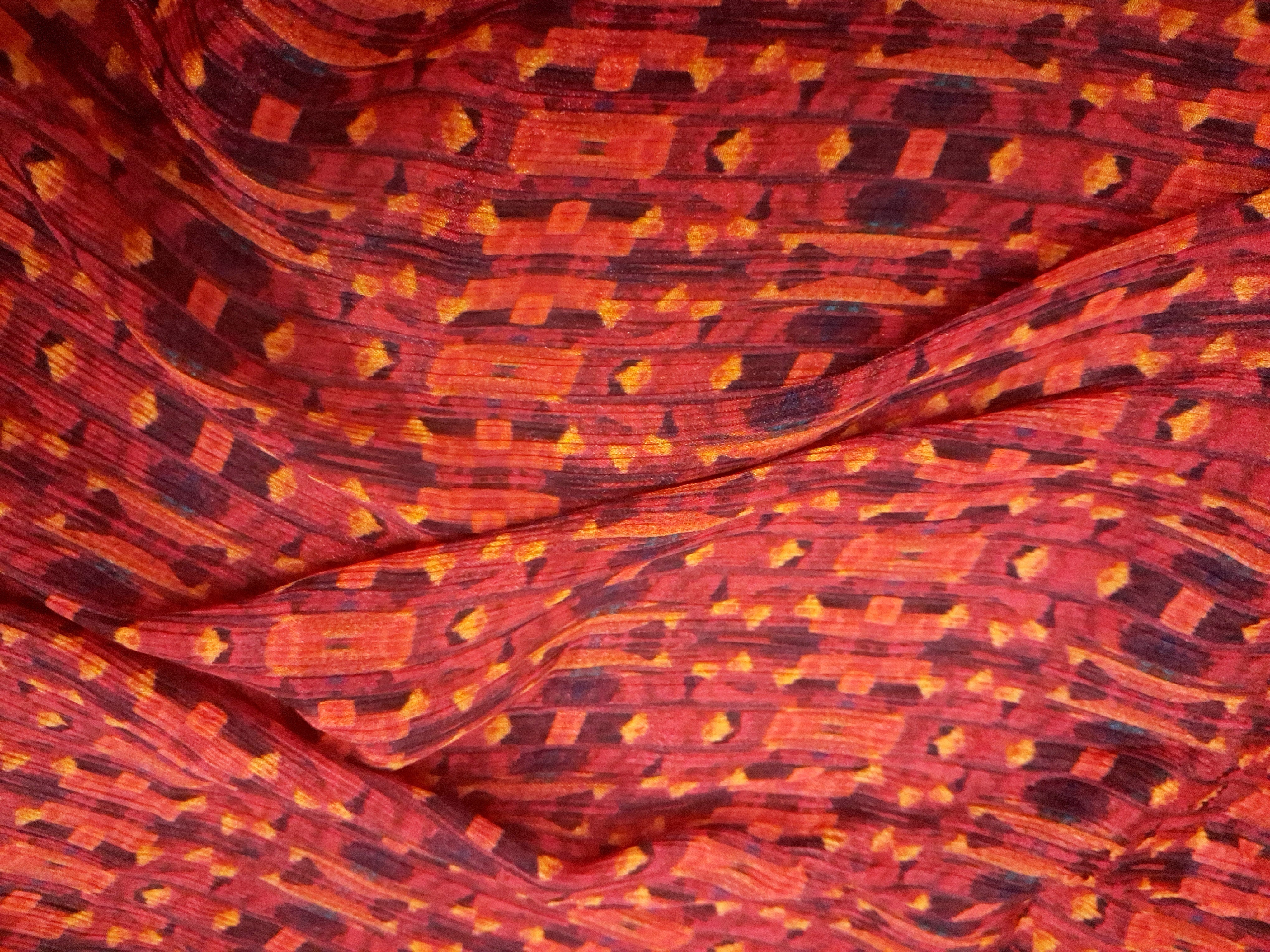 Ember Flow on Crinkled Viscose Crepe