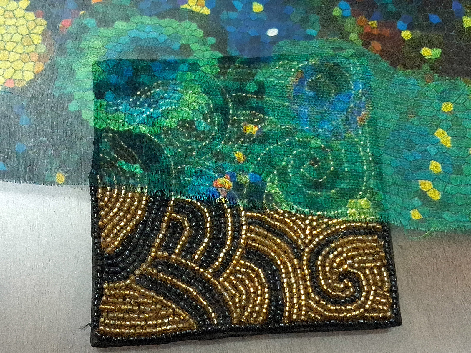 Aurora Mosaic On Crinkled Viscose Crepe