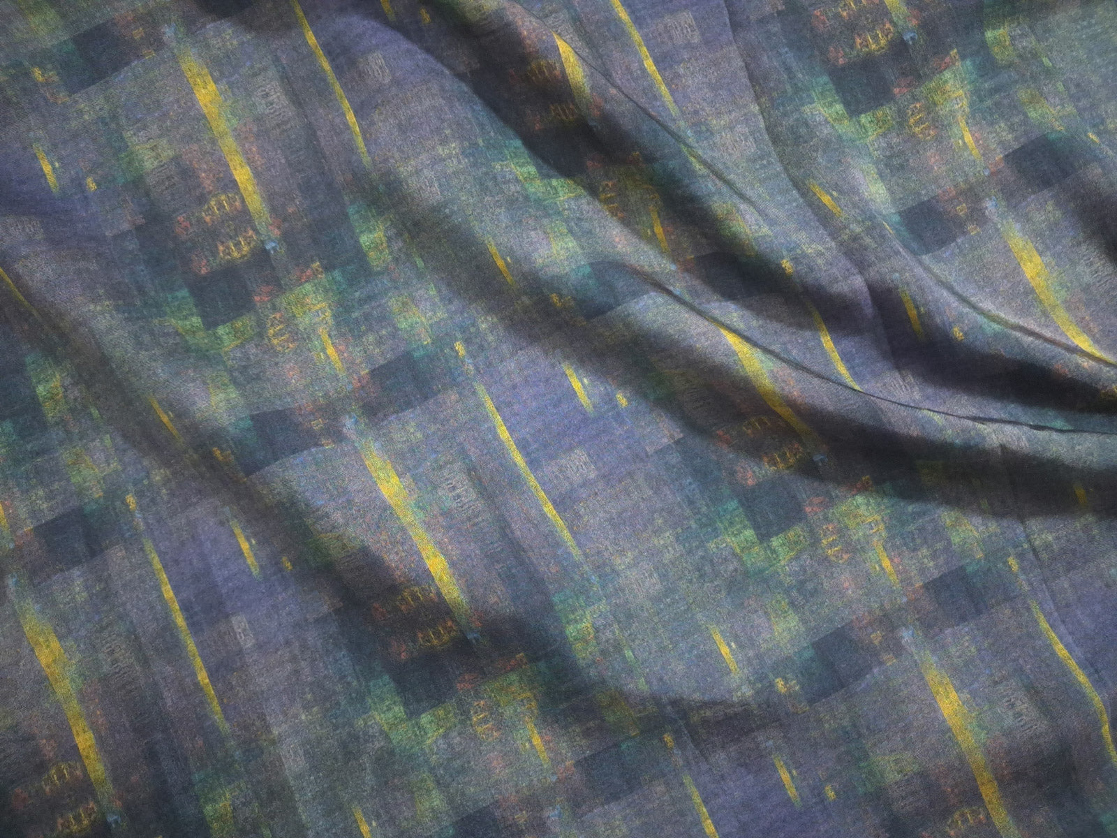 Modal Bemberg Fabric by the Yard | Digital Printed Modal Bemberg Dress Fabric | Graphite Grid Print