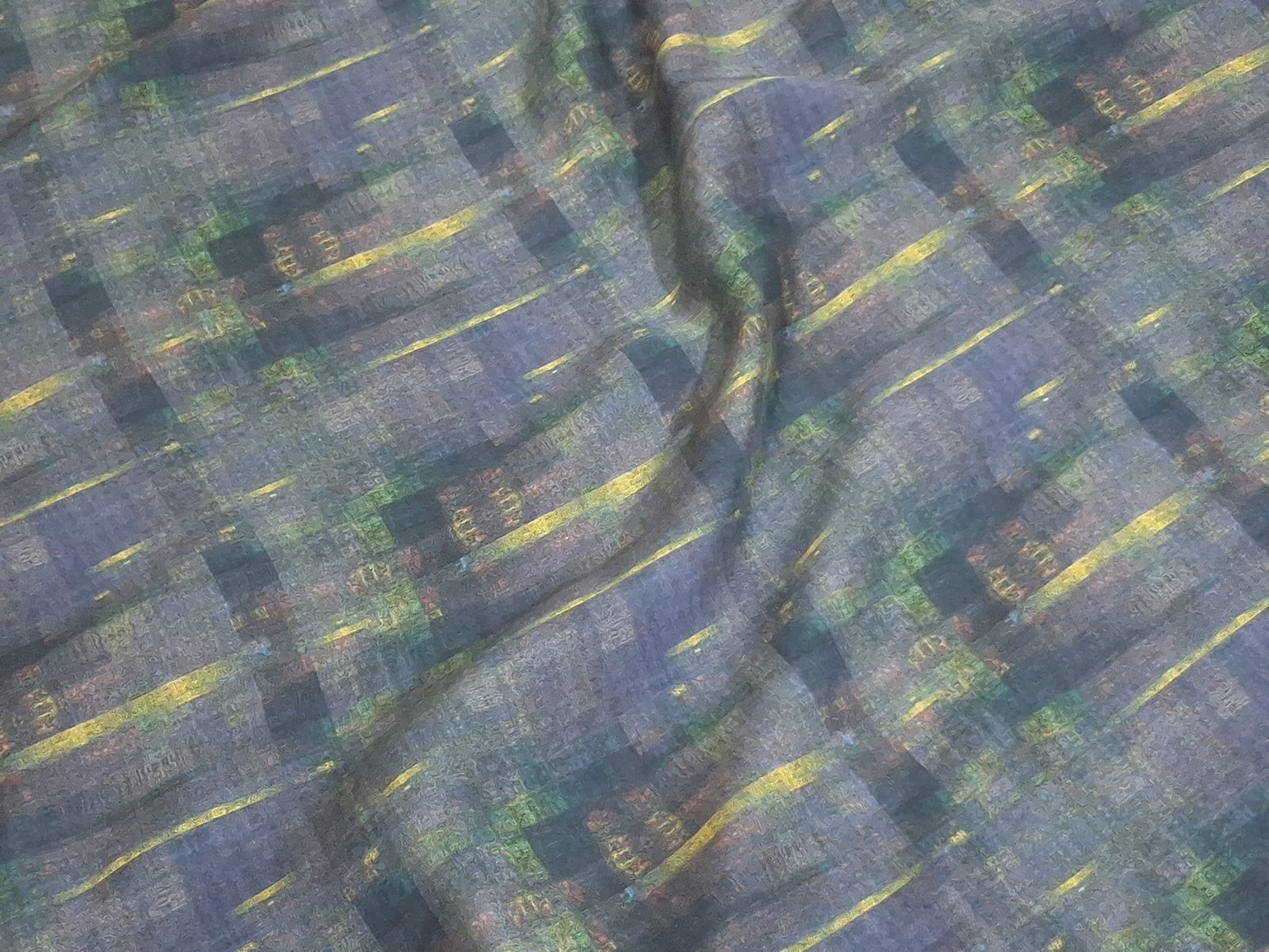Modal Bemberg Fabric by the Yard | Digital Printed Modal Bemberg Dress Fabric | Graphite Grid Print