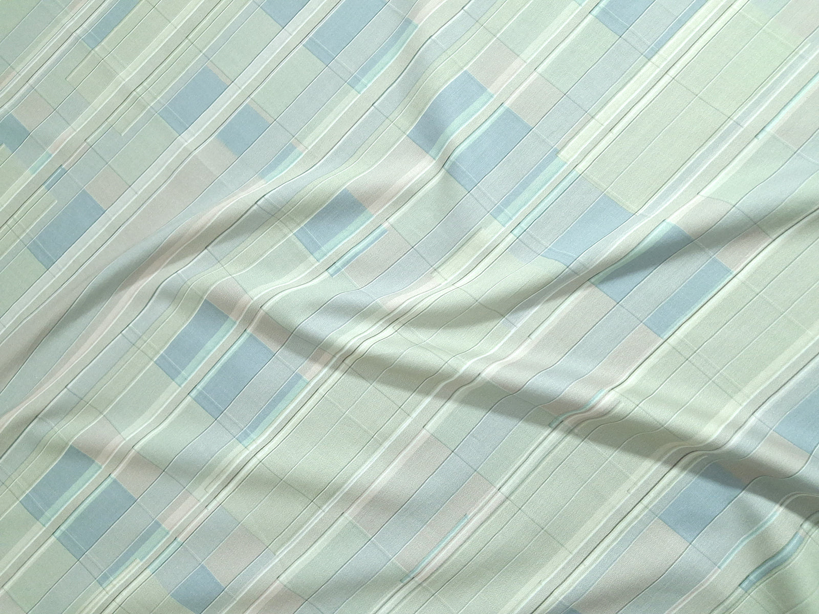 Cotton Sateen Fabric by the Yard | Digital Printed Cotton Sateen Dress Fabric | Cloud Plaid Print