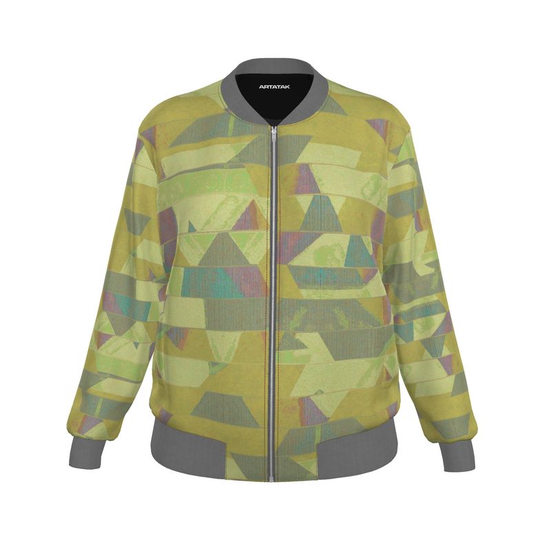 Women's Lemonade Green Geomozaic Bomber Jacket