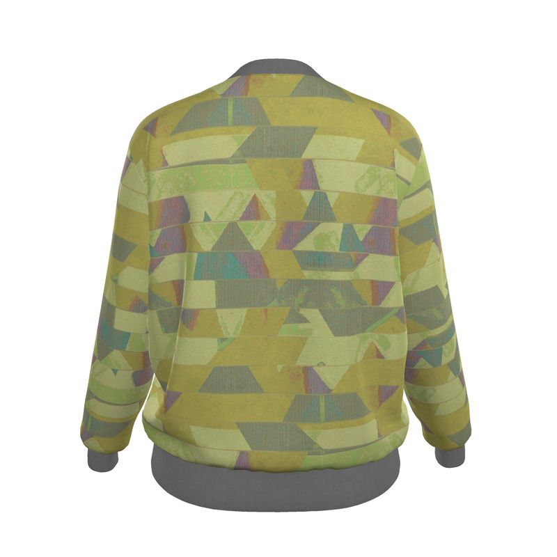 Women's Lemonade Green Geomozaic Bomber Jacket