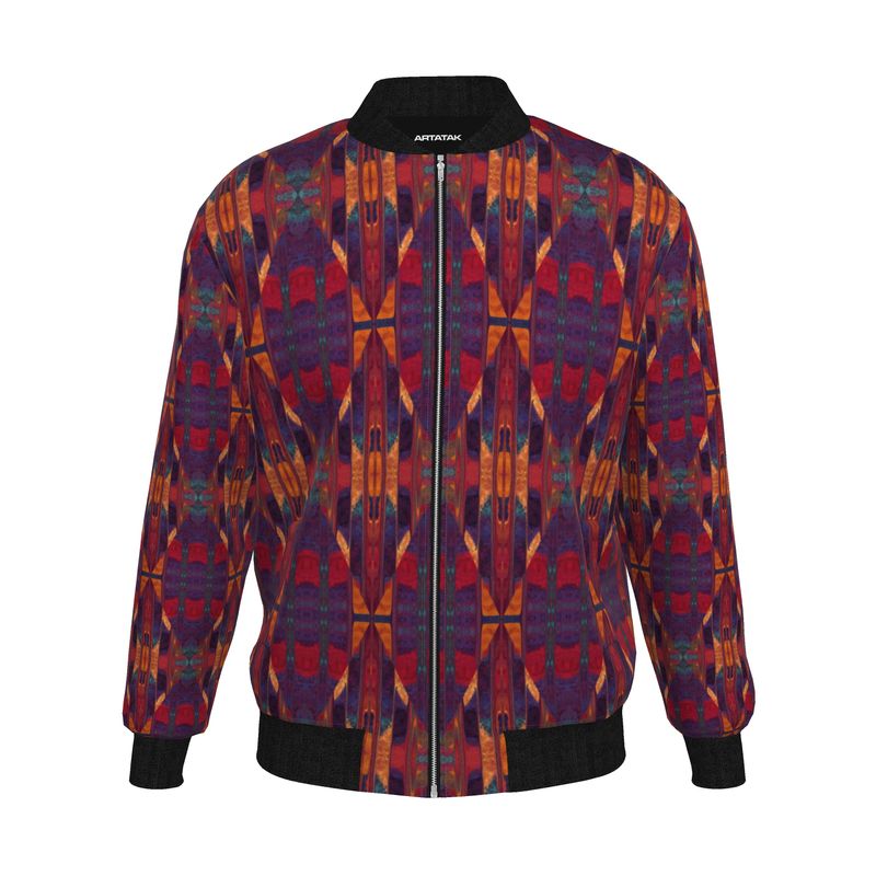 Men's Red Blue Crisscross Bomber Jacket