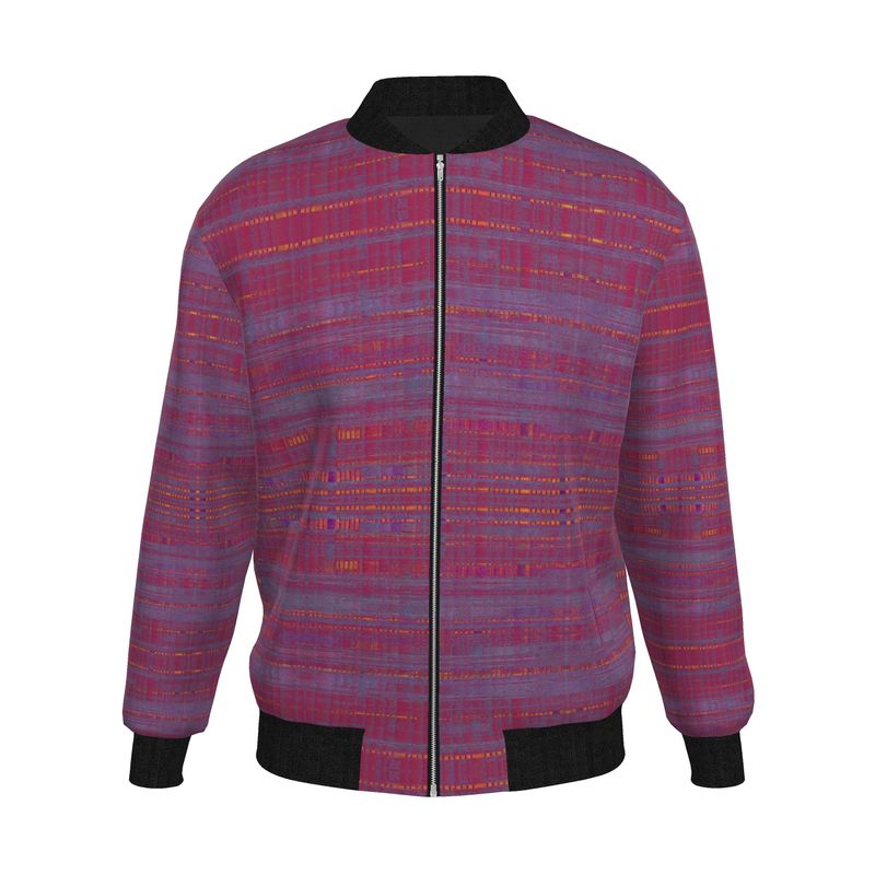 Men's Crimson Purple Woven Texture Bomber Jacket