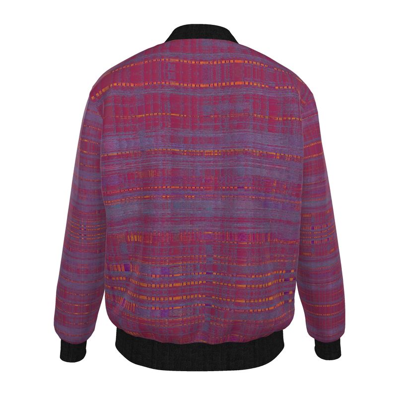Men's Crimson Purple Woven Texture Bomber Jacket