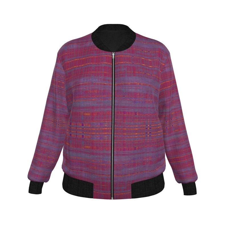 Women's Crimson Purple Woven Texture Bomber Jacket