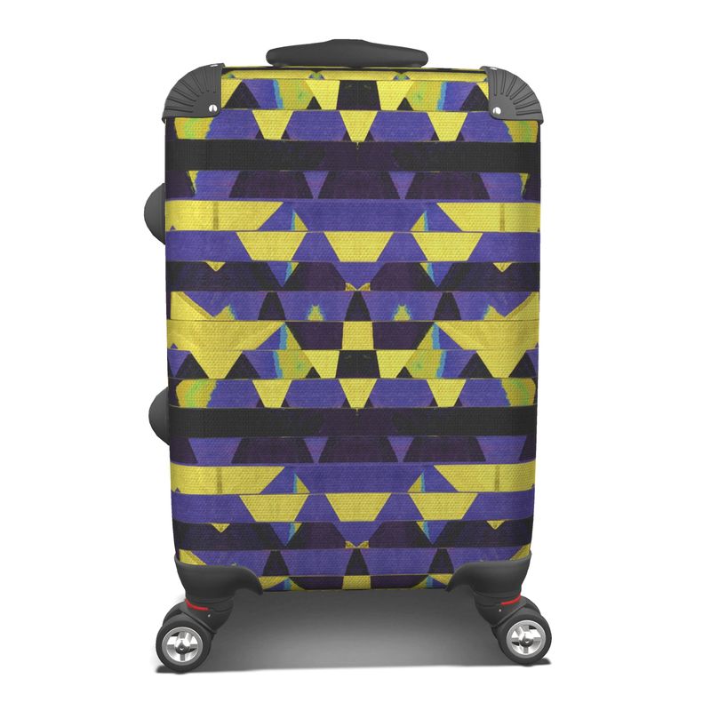 Yellow blue Matrix Textured Suitcase