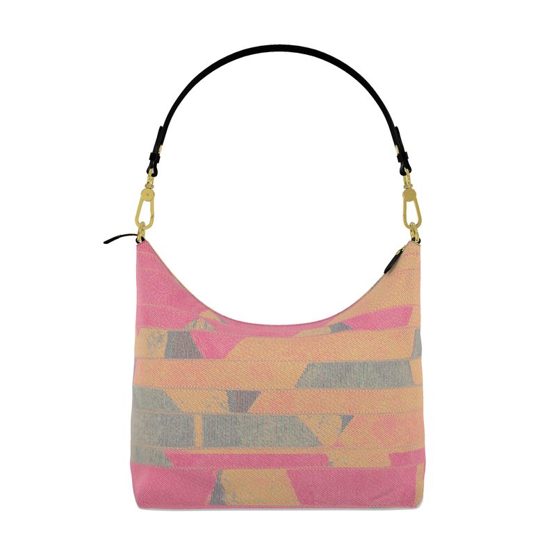 Women's Beige Magenta Interlock Square Hobo Bag