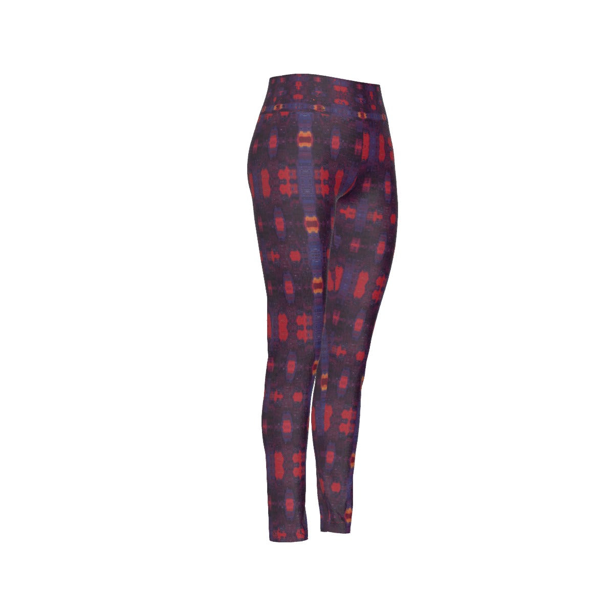 Purple Red Cosmic Glitch Design High Waist Leggings