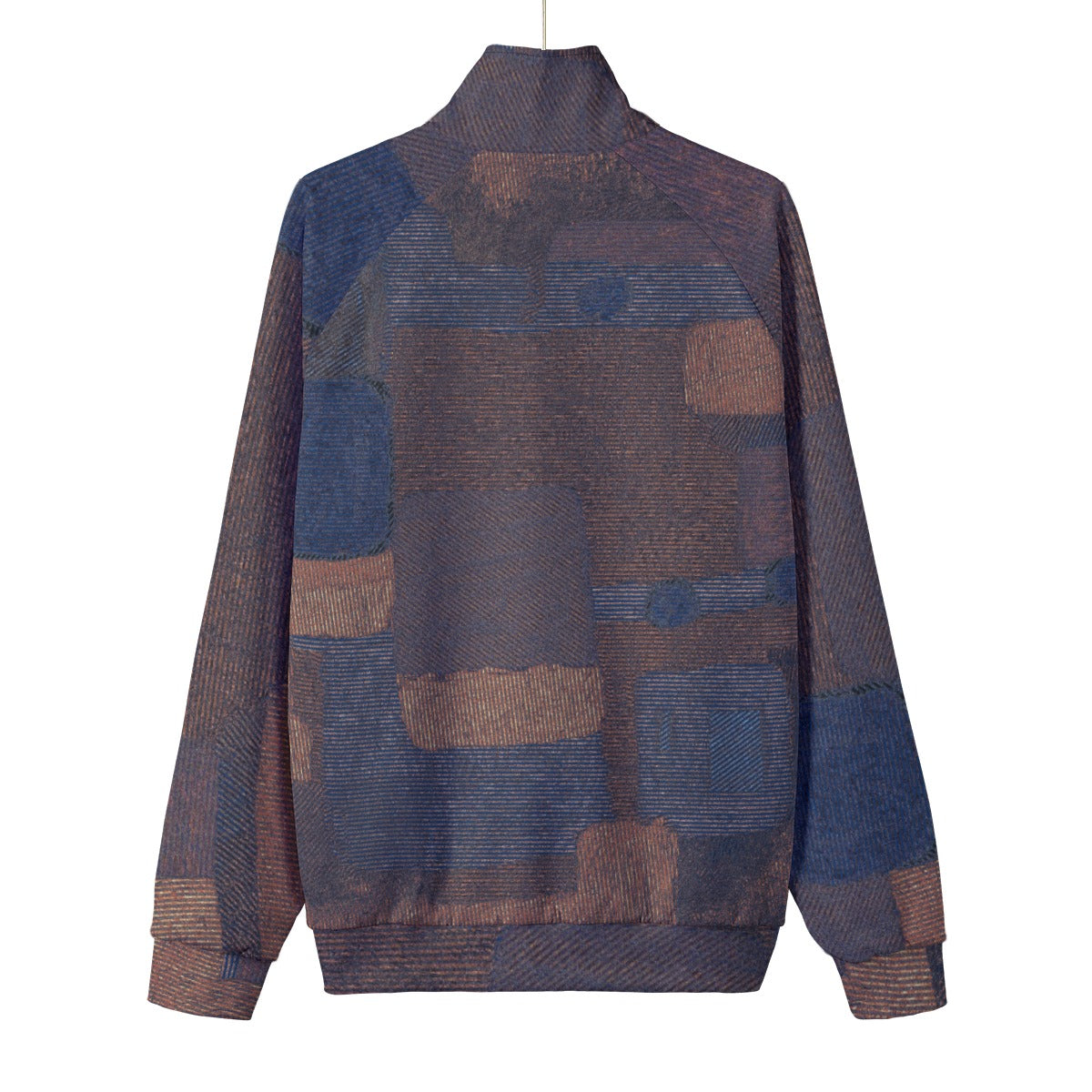 Men's Indigo Abstract Jacquard Texture Stand Collar Jacket