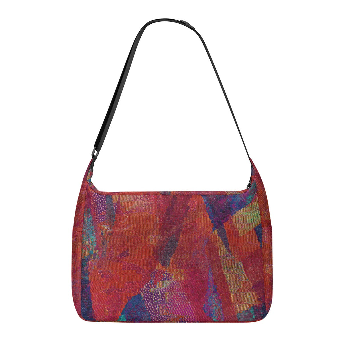 Women's Abstract Red Purple Textured Messenger Bag