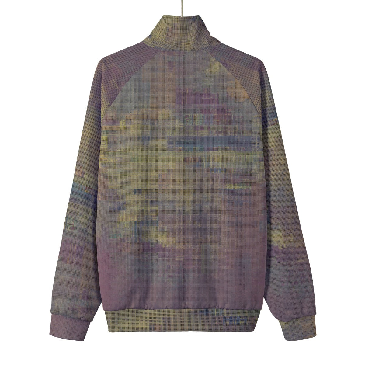 Men's Purple Glitch Texture Stand Collar Jacket