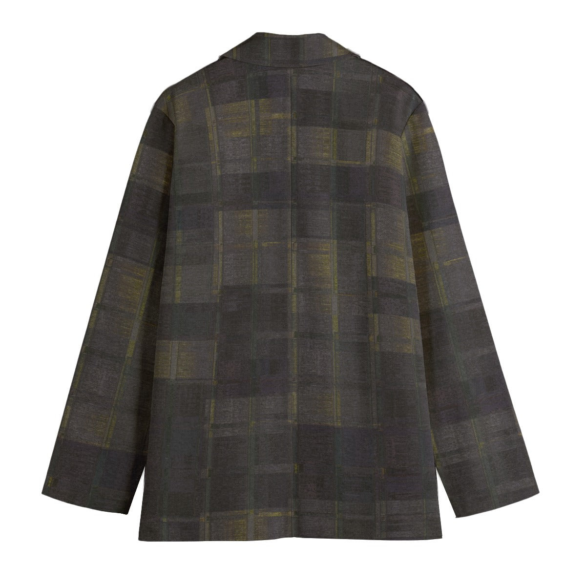 Women's Dark Olive Plaid Blazer - Grunge Abstract Check Jacket