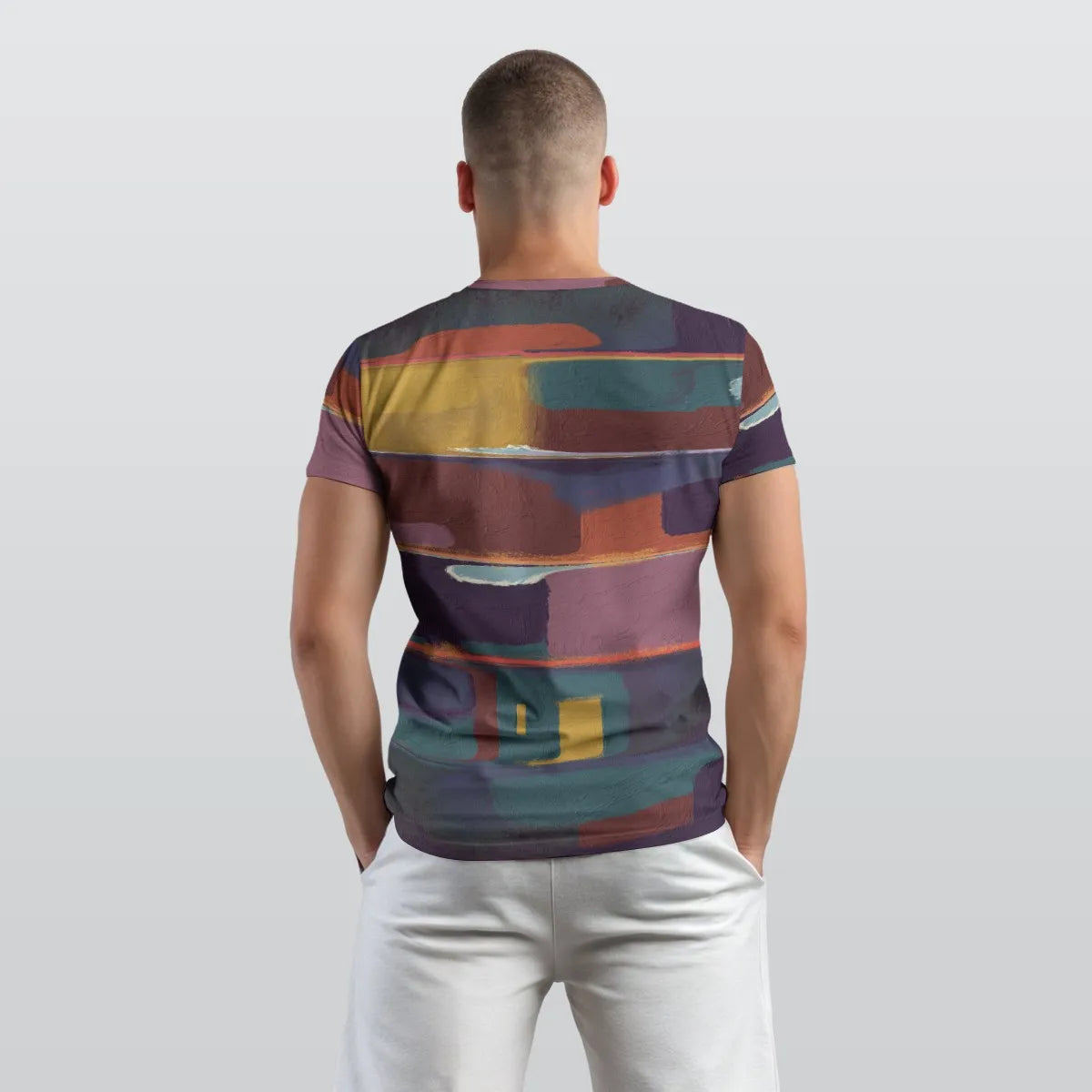 Men's Multi-Colour Abstract Brushstroke Cotton T-shirt