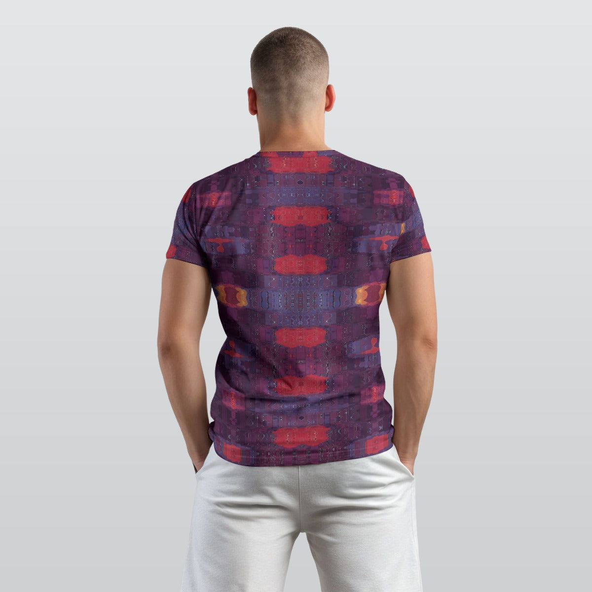 Men's Deep Violet Crimson Red Digital Block Cotton T shirt