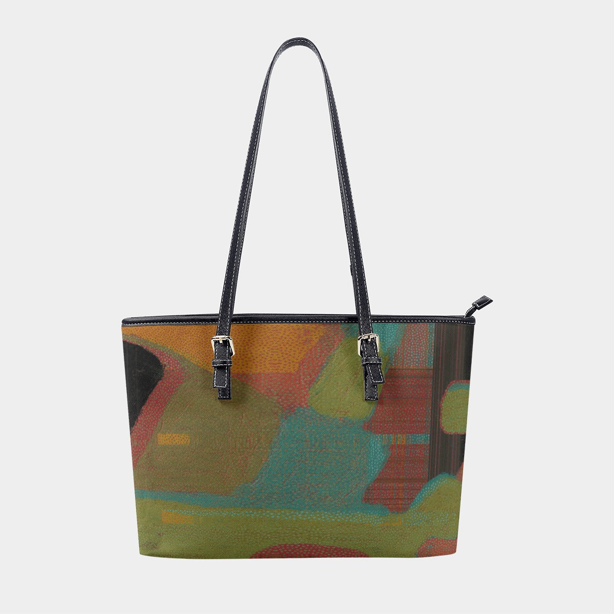 Women's Green Orange Textured Abstract Design Tote Bag
