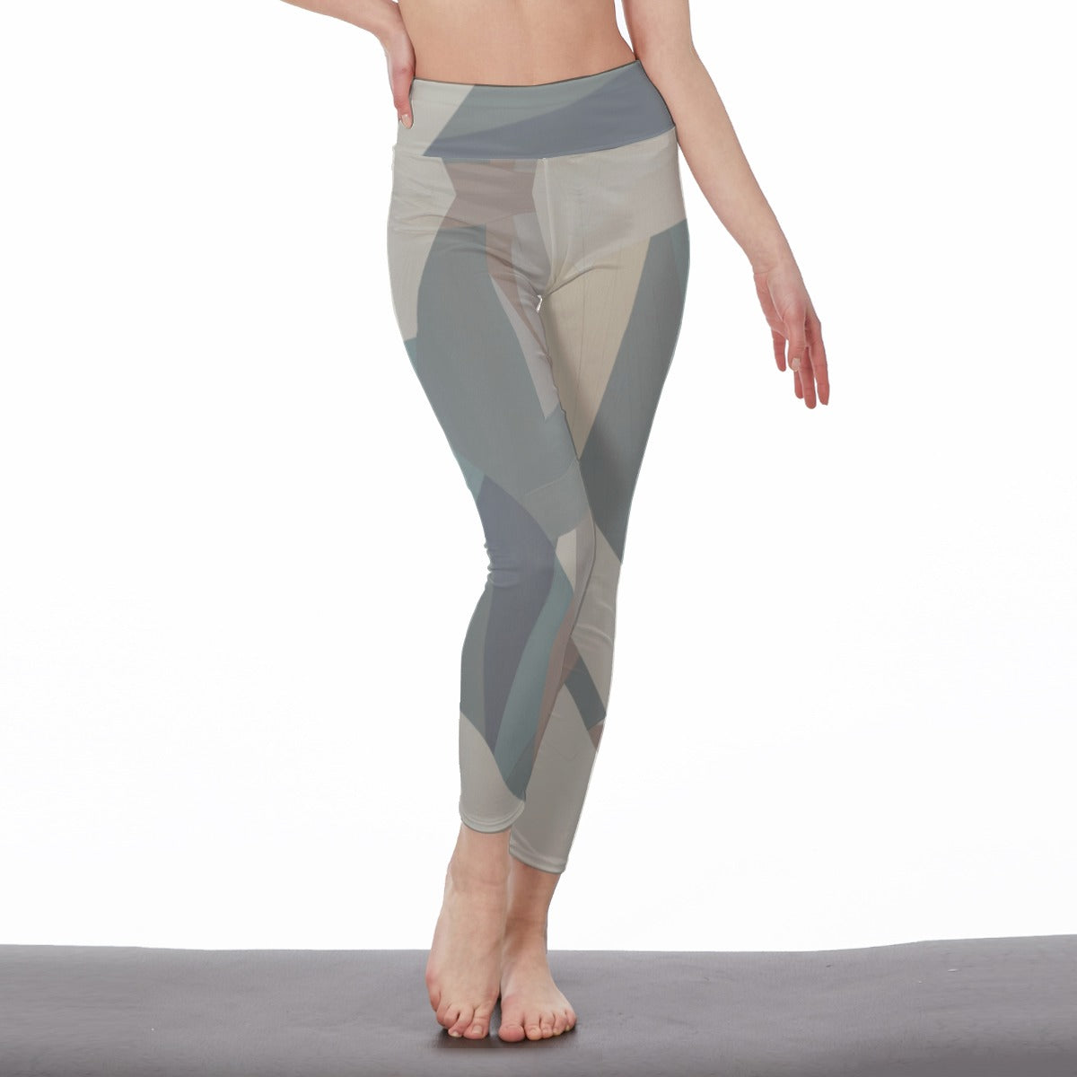 Slate Grey Geometric Texture High Waist Leggings