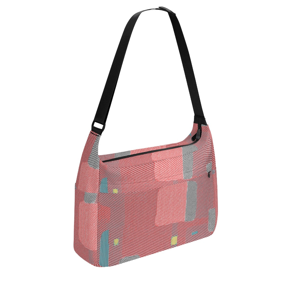 Women's Pink Gray Diagonal Texture Print Messenger Bag