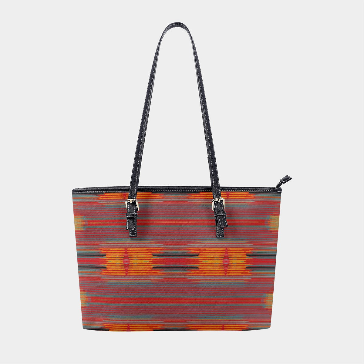 Women's Red Orange Striped Geometric Pattern Tote Bag
