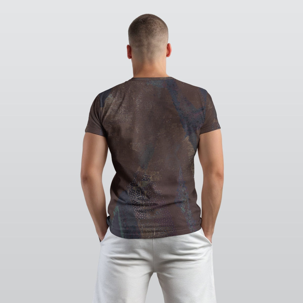 Men's Dark Bronze Weathered Black Texture Cotton T-shirt