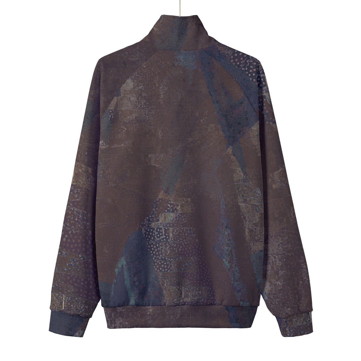 Men's Purple Abstract Patchwork Stand Collar Jacket
