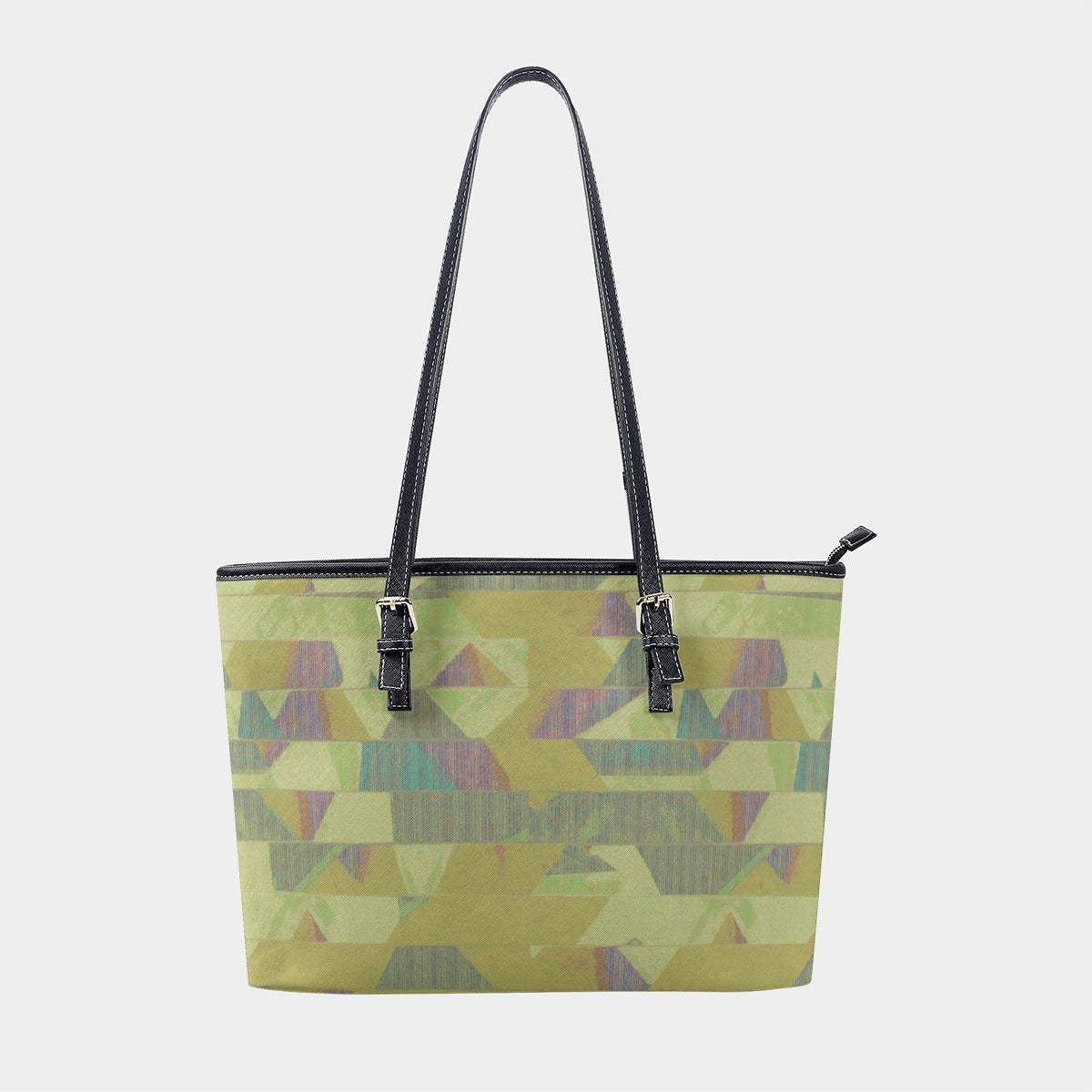 Women's Yellow Green Abstract Textured Geometric Pattern Tote Bag