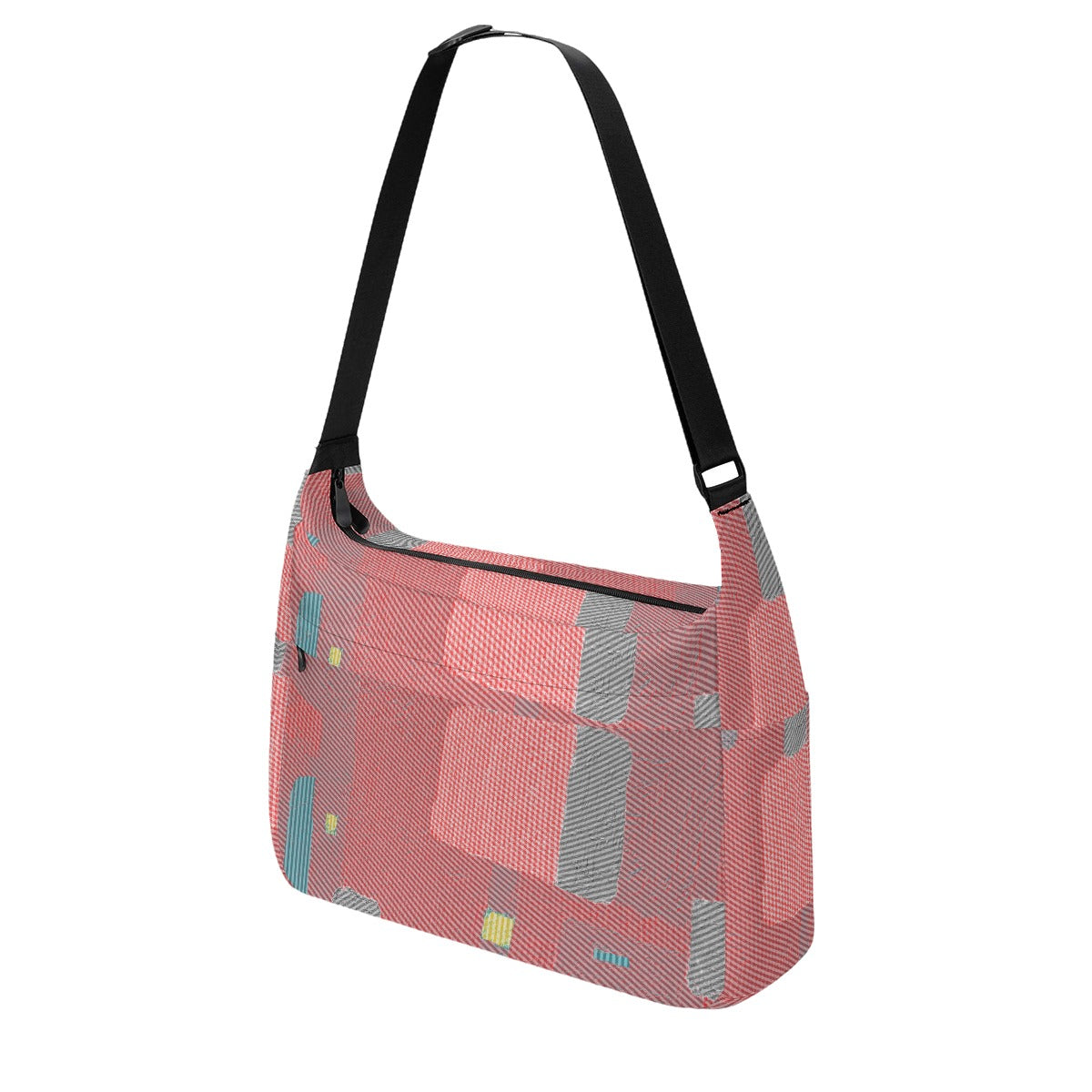 Women's Pink Gray Diagonal Texture Print Messenger Bag