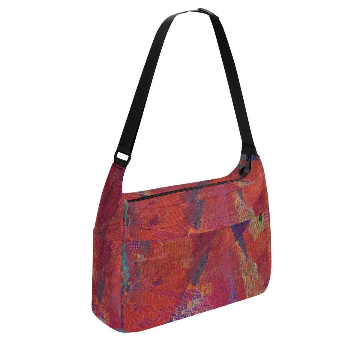 Women's Abstract Red Purple Textured Messenger Bag