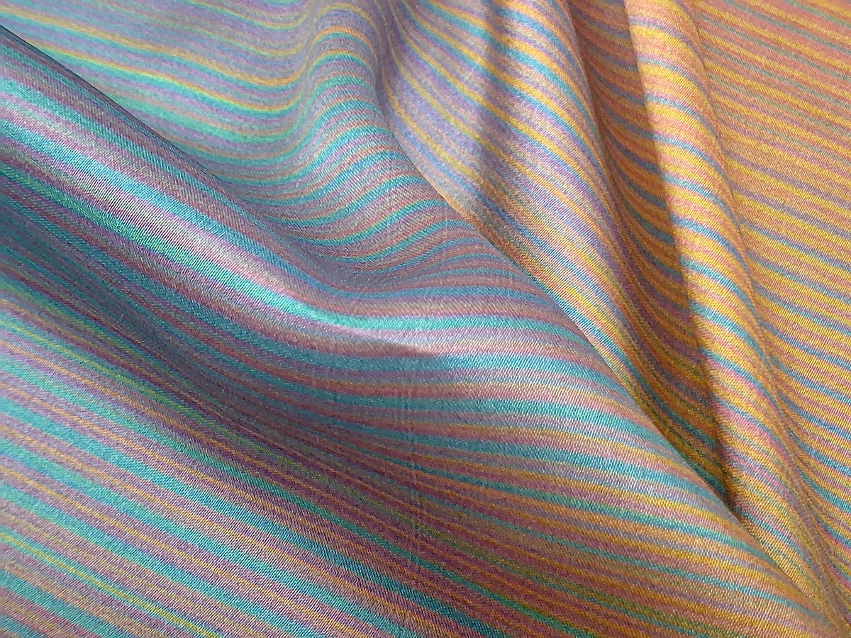 FINE LINES on Aqua on Bemberg Modal satin