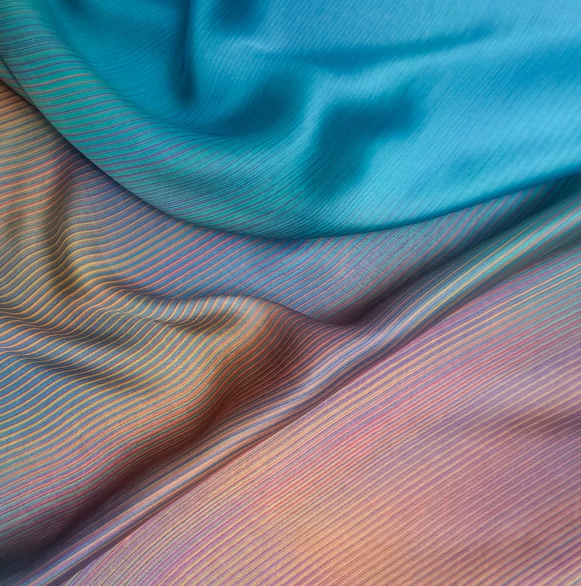 FINE LINES on Aqua on Bemberg Modal satin