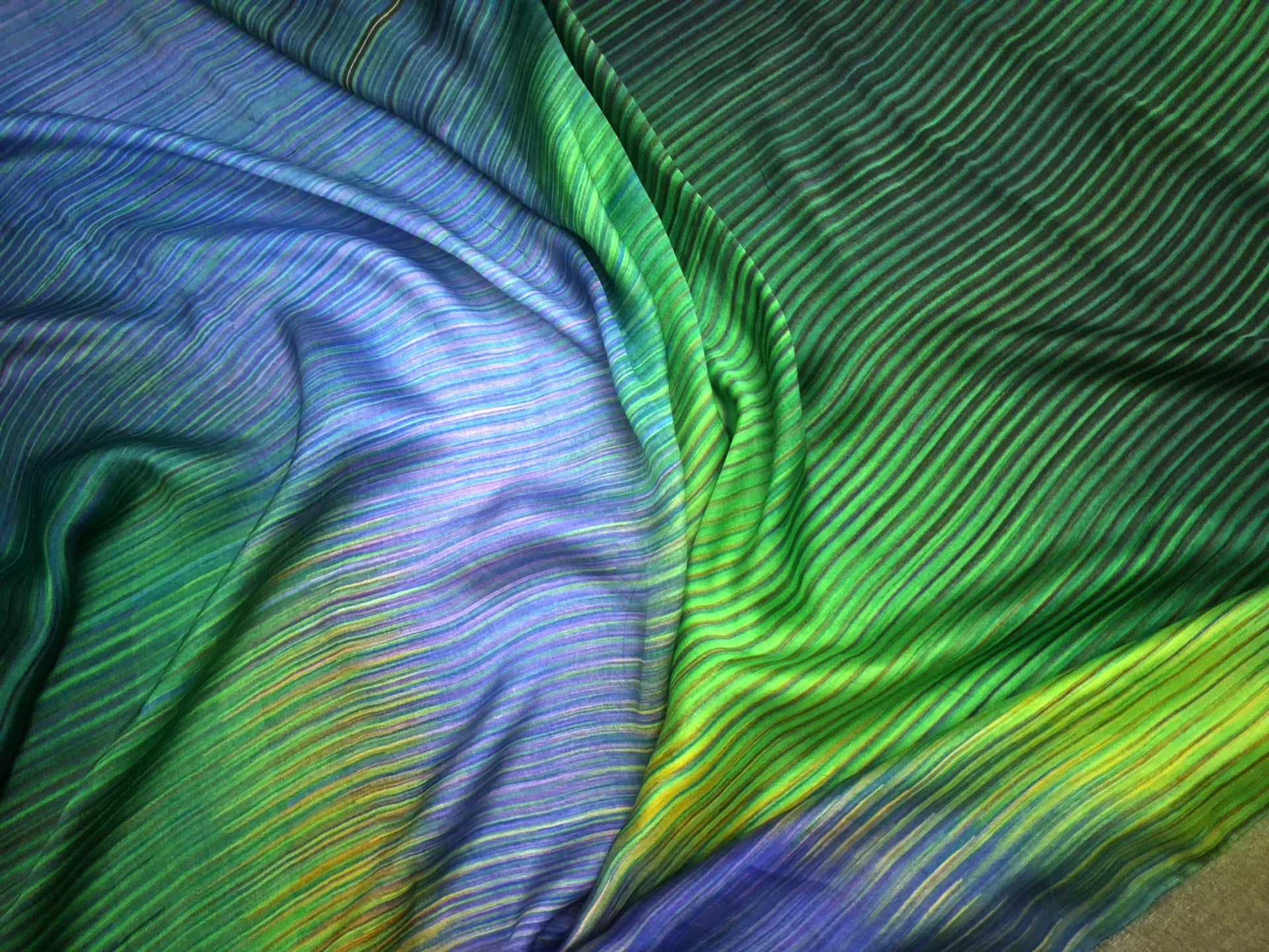 GREEN CASCADE ON BEMBERG MODAL SATIN
