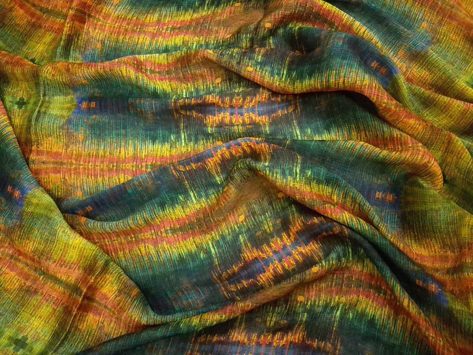 River delta on Crinkled Viscose Crepe