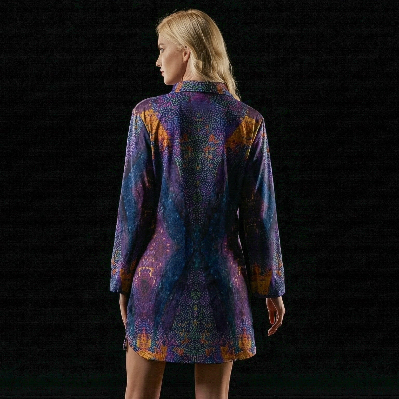 Women’s Purple & Teal Abstract Print Shirt Dress