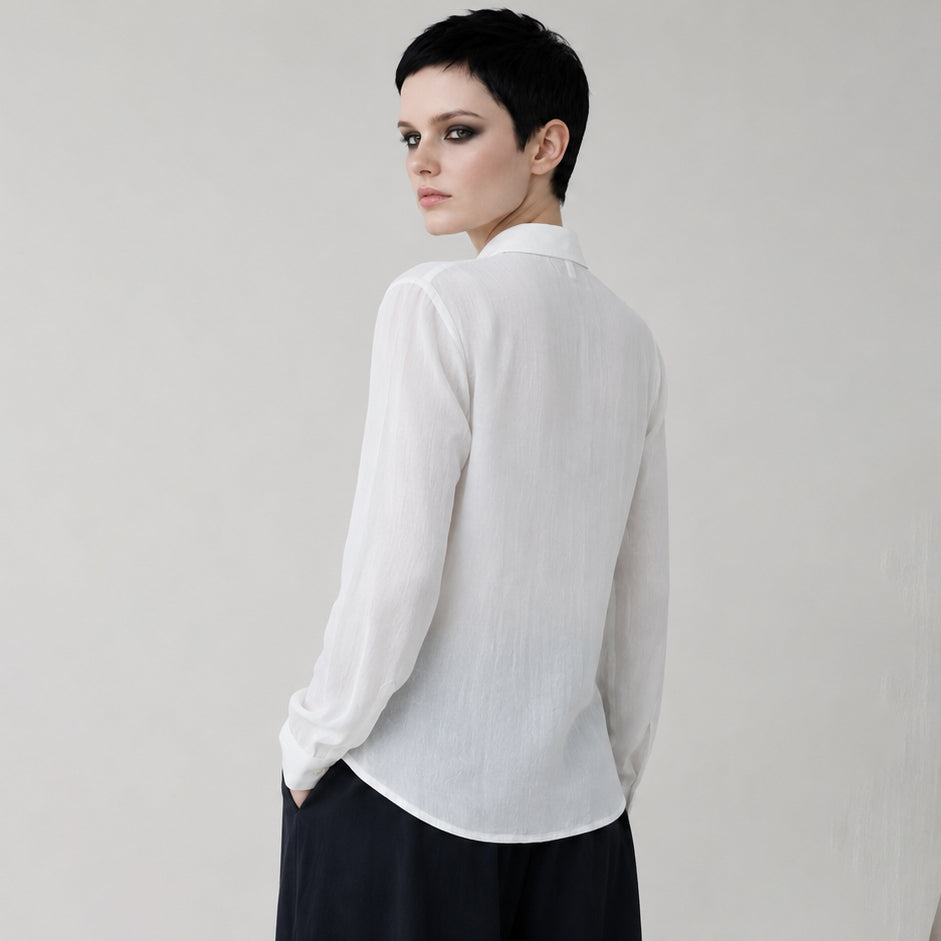 Women's white viscose Cotton Shirt – White Lightwaight Shirt