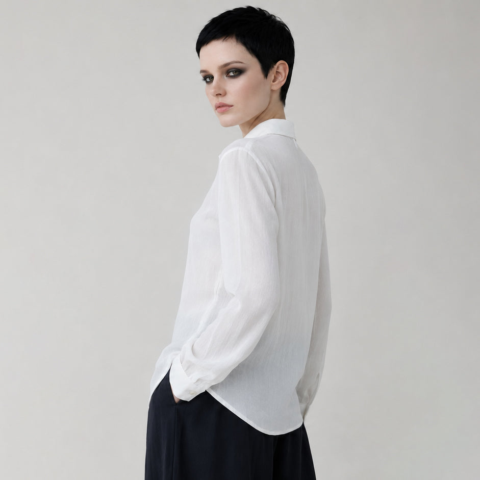 Women's white viscose Cotton Shirt – White Lightwaight Shirt