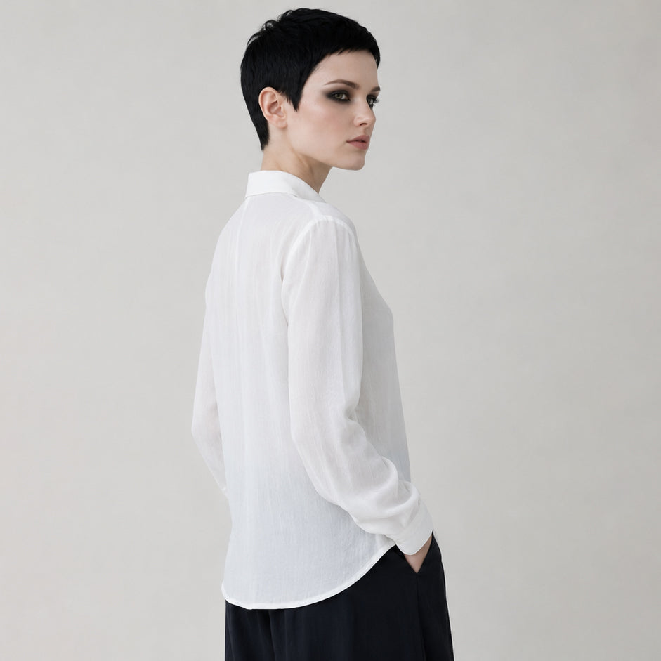 Women's white viscose Cotton Shirt – White Lightwaight Shirt