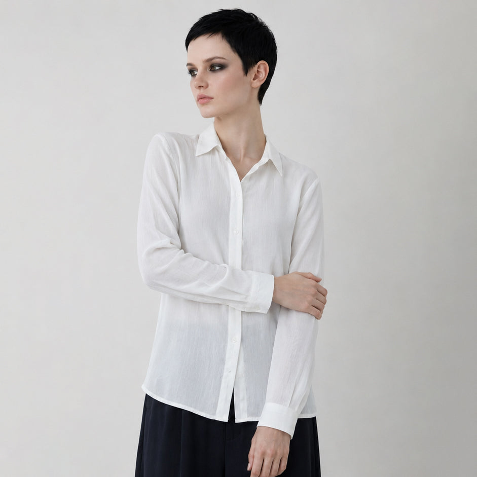 Women's white viscose Cotton Shirt – White Lightwaight Shirt