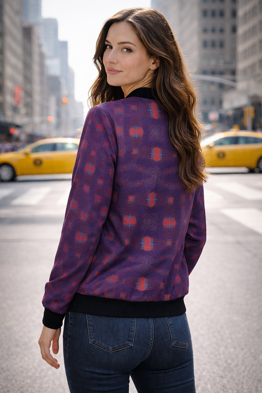 228. Womens indigo morse code Bomber Jacket- custom designed