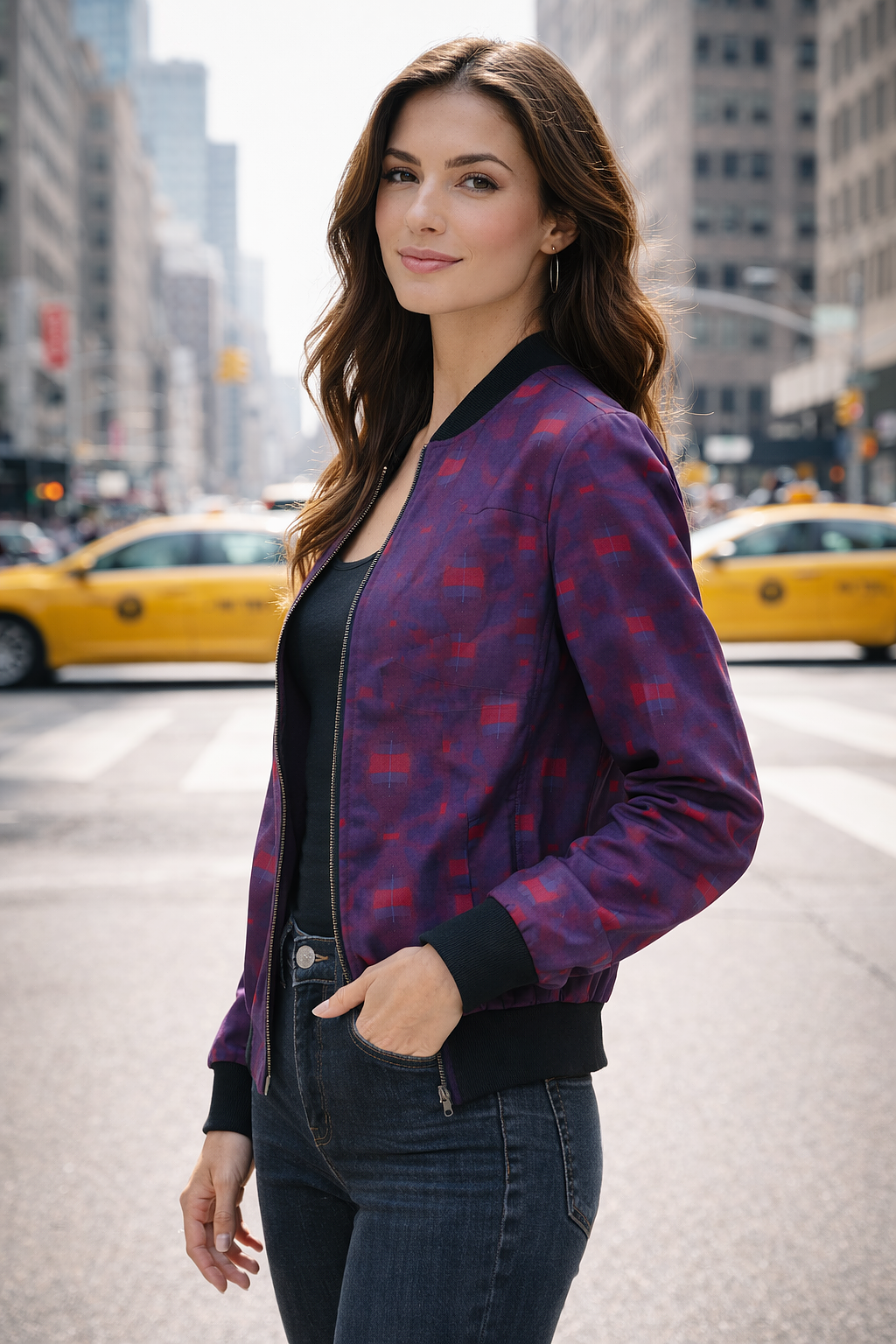 228. Womens indigo morse code Bomber Jacket- custom designed