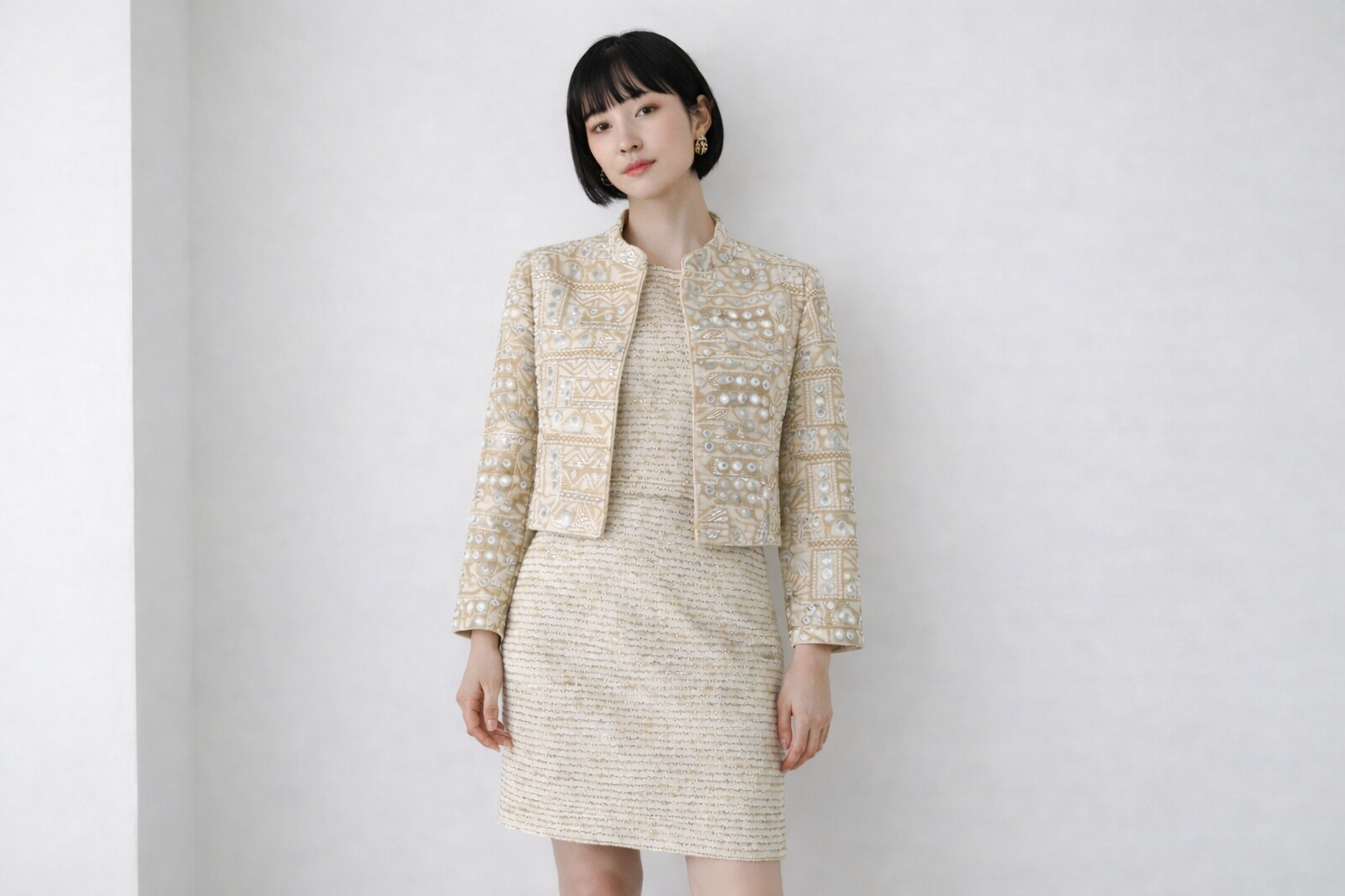 custom jacket with embroidery and faux mirror work