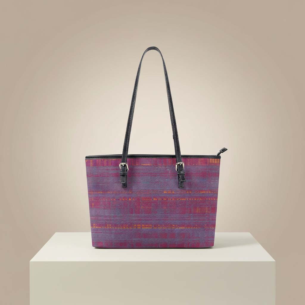 Women's Purple Magenta Abstract Plaid Shoulder Tote Bag