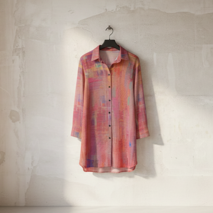 Women's Coral Dress Shirt – Custom-Designed Art Print