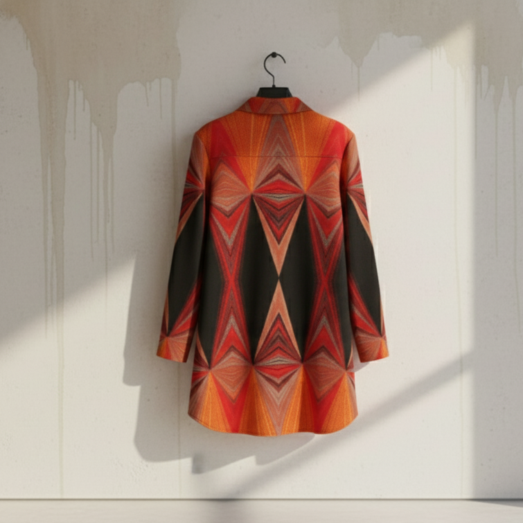 Women’s Fiery Shirt Dress – Custom-Designed Art Print Fashion