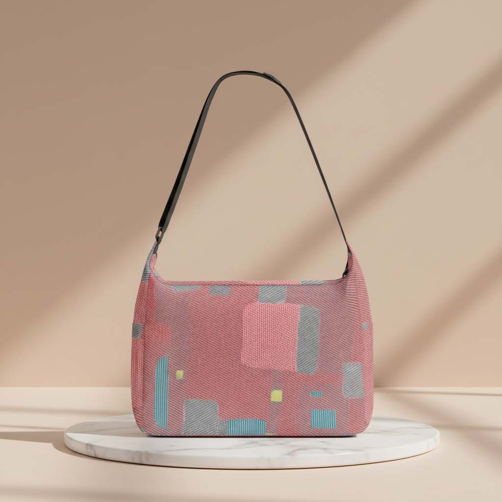 Women's Pink Gray Diagonal Texture Print Messenger Bag