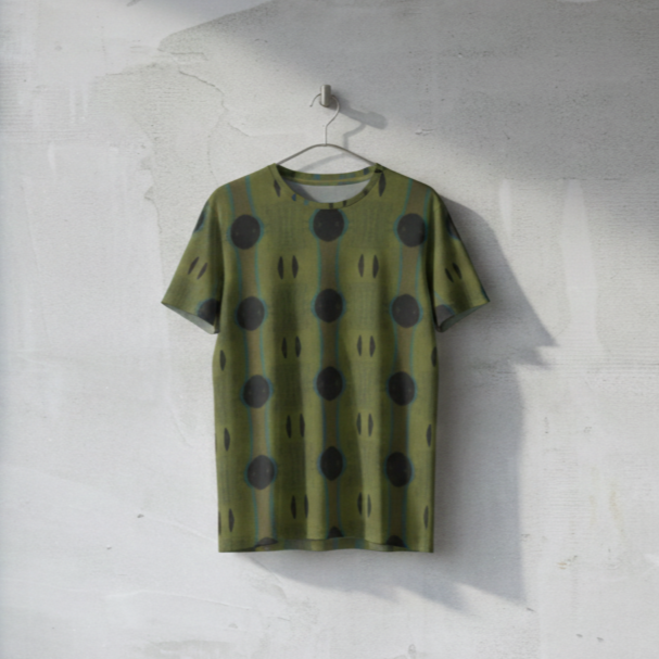 Men's Olive Green Black Abstract Dot Cotton T shirt