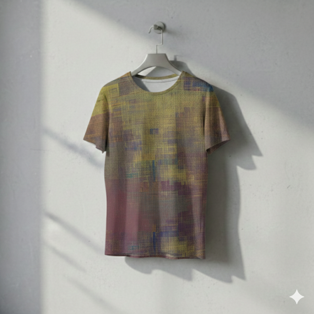 Men's Olive Purple Geometric Abstract Cotton T-Shirt